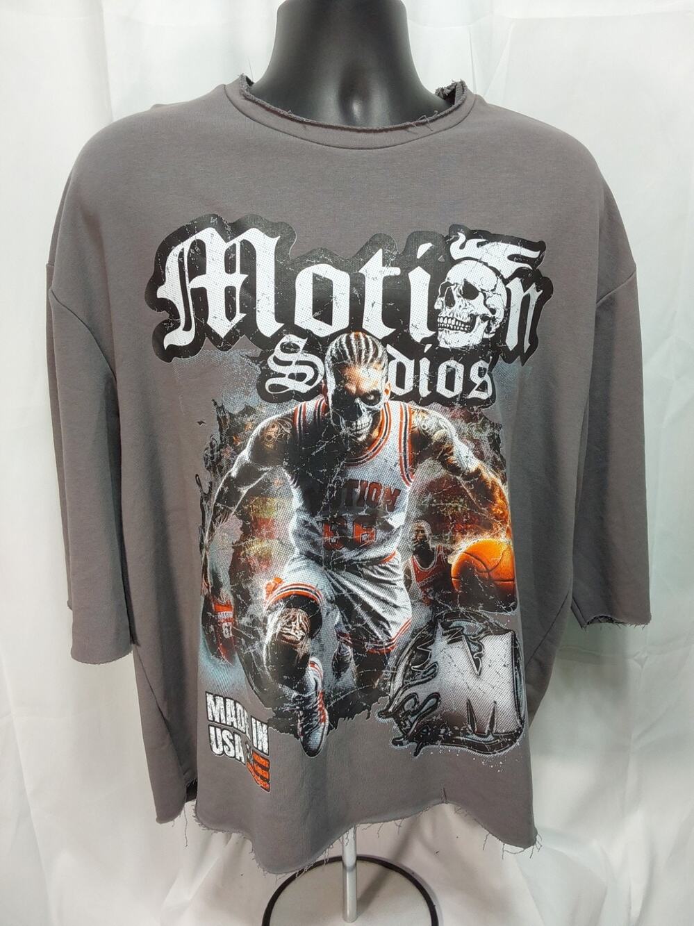 Motion Studios XL Gray 1/2 Sleeve Raw Edge Sweatshirt #M189